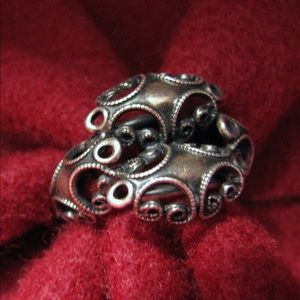 Vintage sterling silver BEAU filigree ring